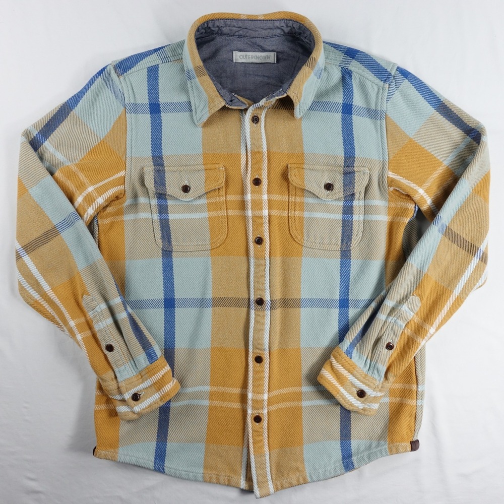 Outerknown Blanket Shirt Men's Medium Heavyweight Flannel Organic Cotton Plaid